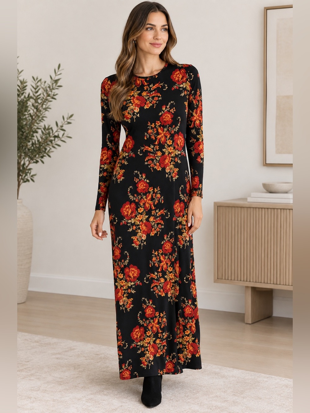 REFORMATION floral tommie maxi dress in black and red floral, Size M
